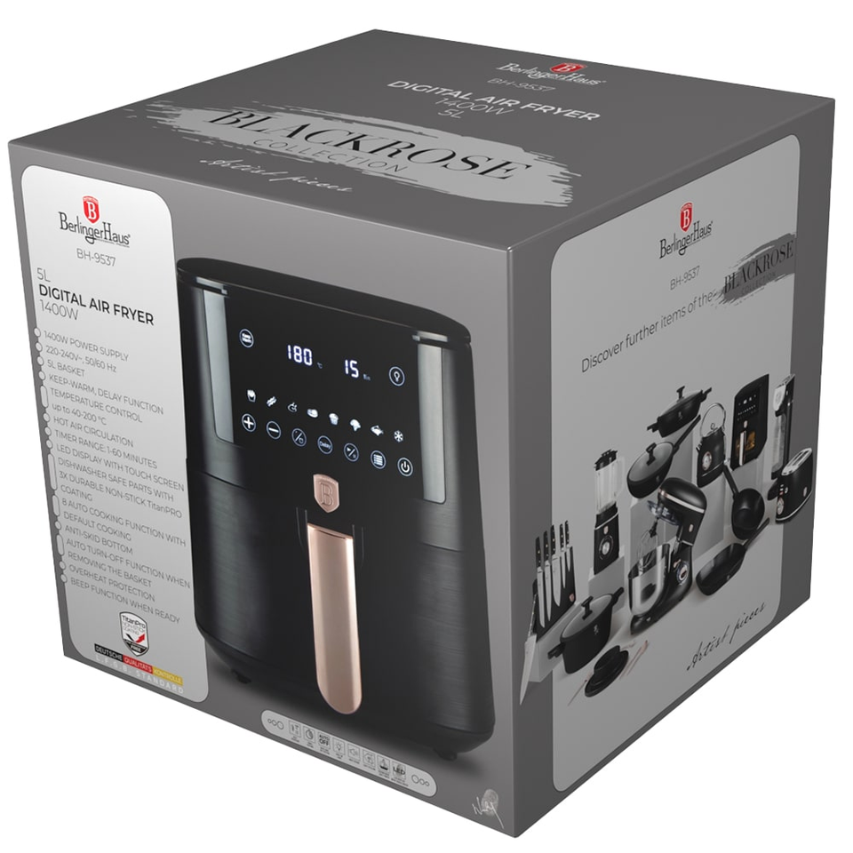 Air fryer, 5 L Berlinger Haus BH9537 Black Rose
