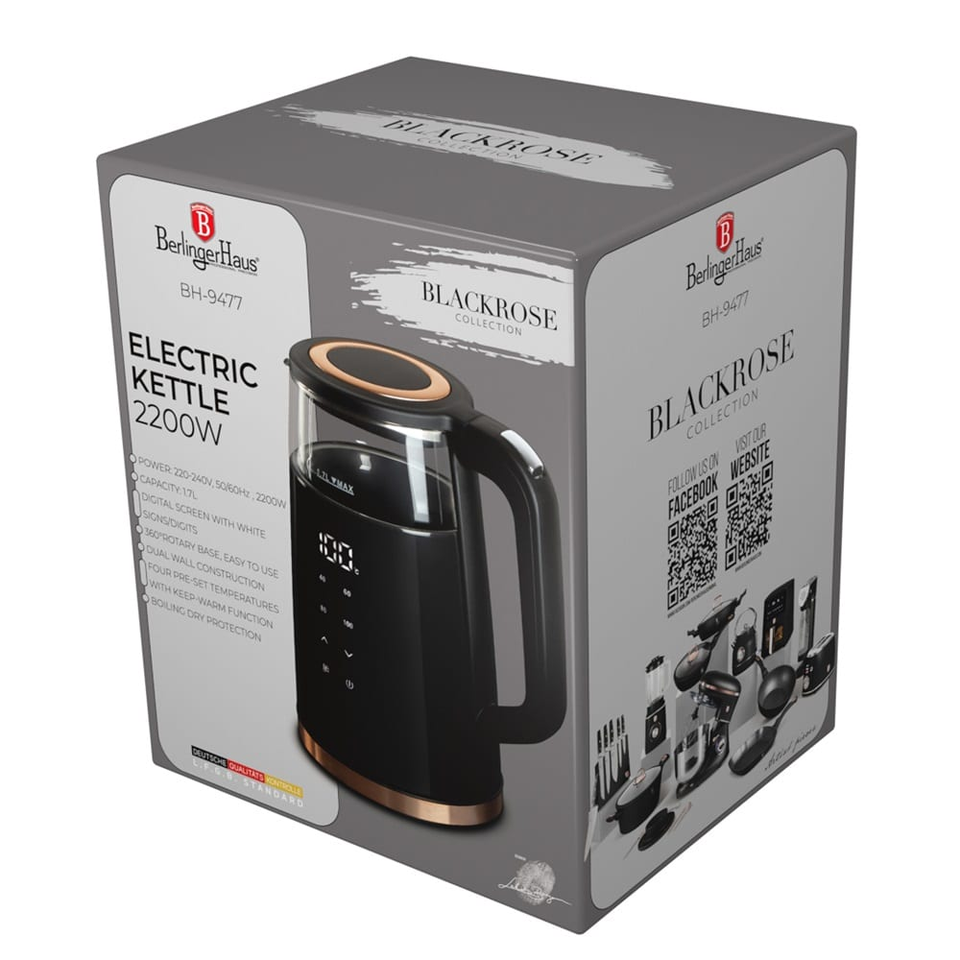 Digital electric kettle Berlinger Haus BH9477 Black Rose