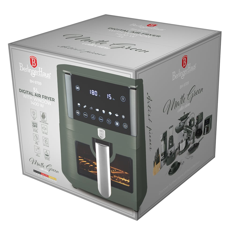 Air fryer,5 L, Berlinger Haus BH9709 Matte Green
