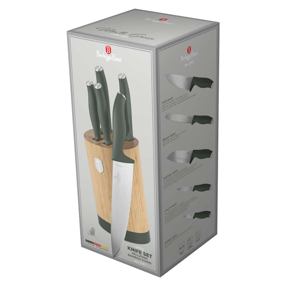 6 pcs knife set Berlinger Haus BH2757 Matte Green