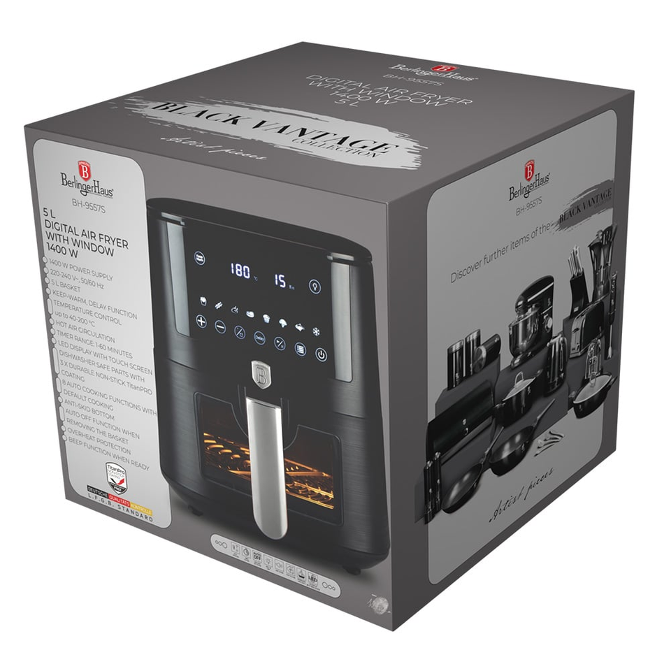Air fryer,5 L,visible window Berlinger Haus BH9557 Black