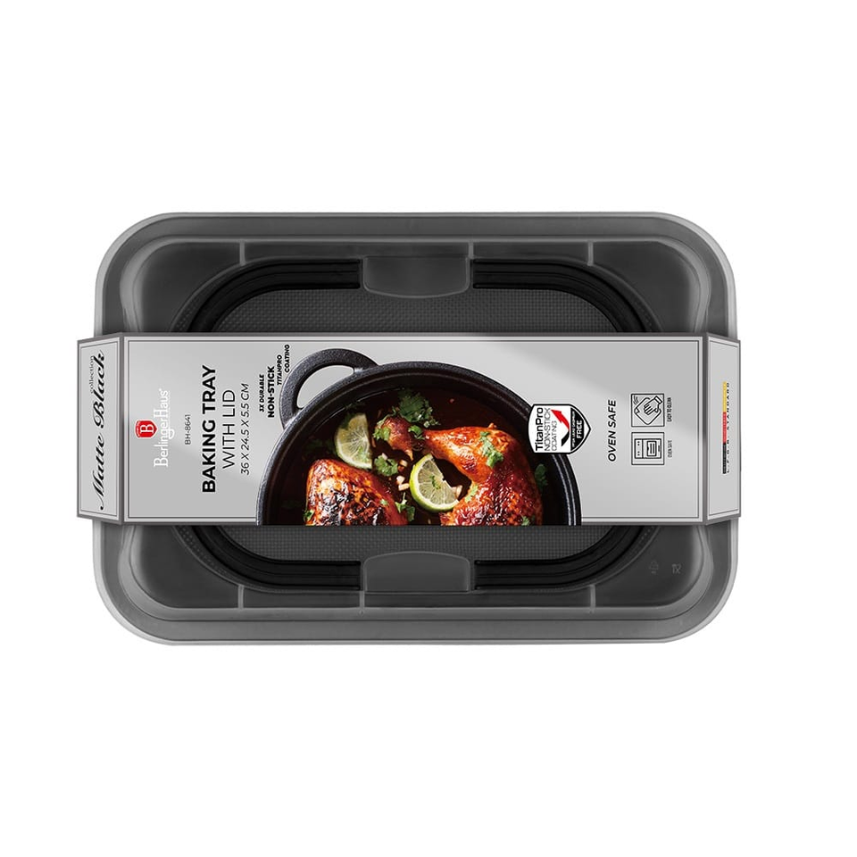 Oblong roaster with lid Berlinger Haus BH8641 Matte Black
