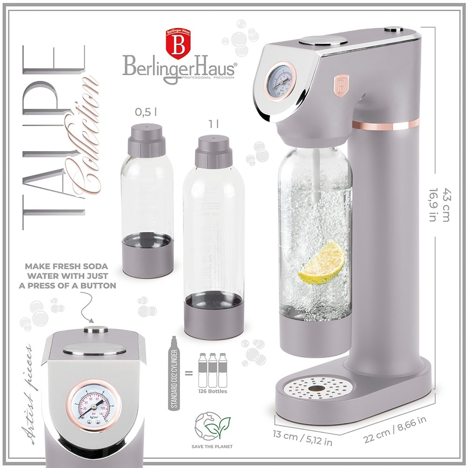 Soda maker with 2 bottles and barometer Berlinger Haus BH8558