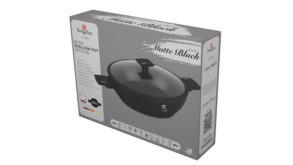Shallow pot with lid, 30 cm Berlinger Haus BH8186 Matte Black