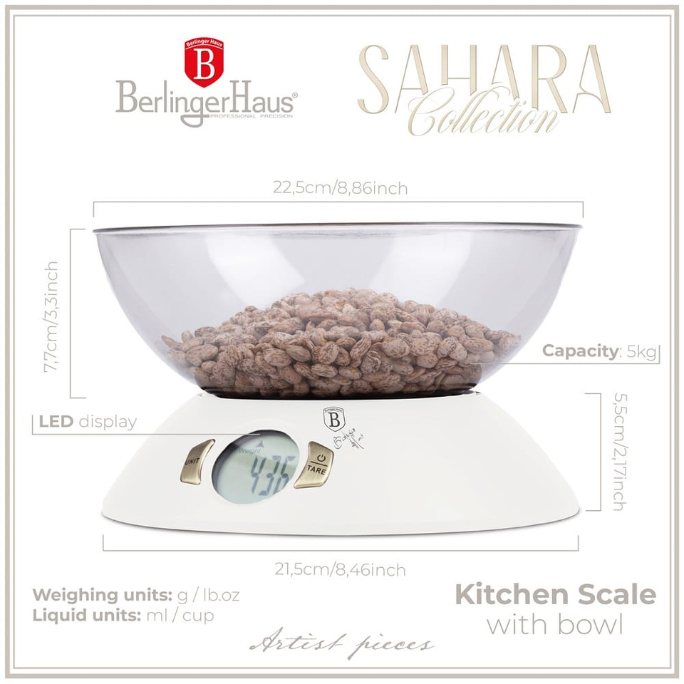 Kitchen scale with bowl Berlinger Haus BH9617 Sahara