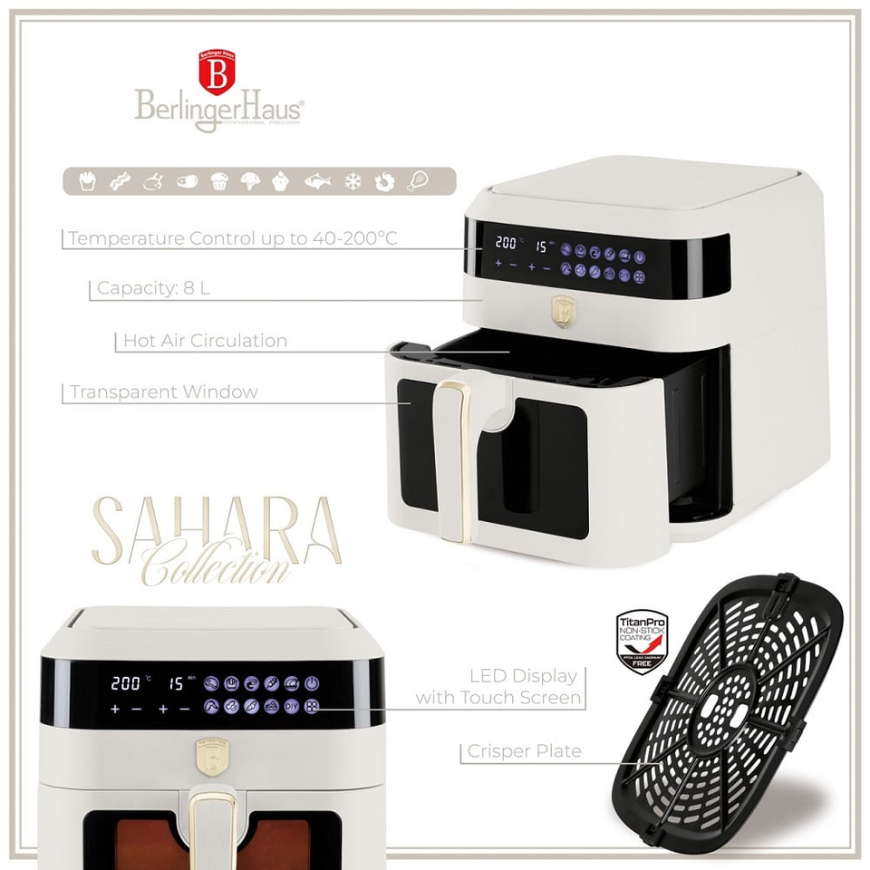 Air fryer, 6,3 L,visible window Berlinger Haus BH9546 Sahara