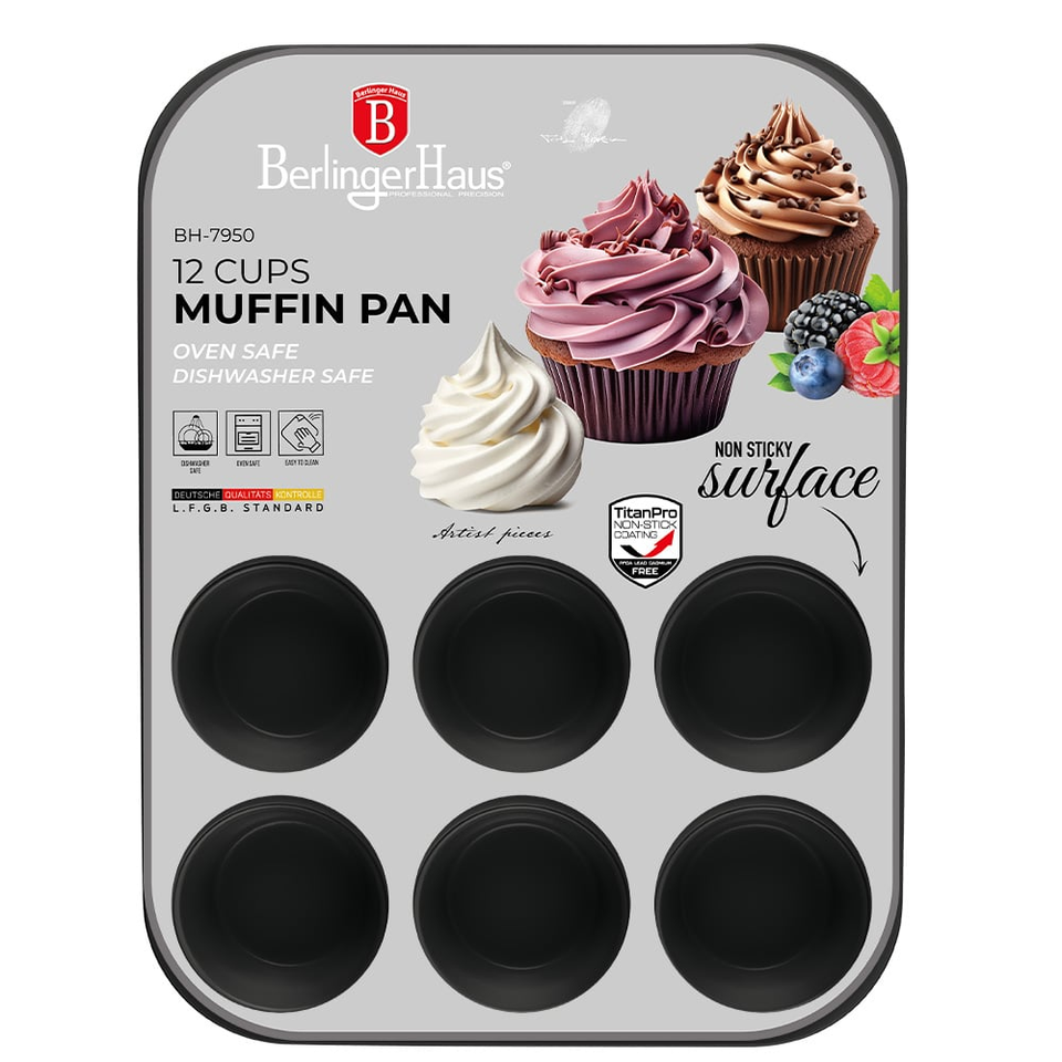 12 cups muffin pan Berlinger Haus BH7950 Matte Black