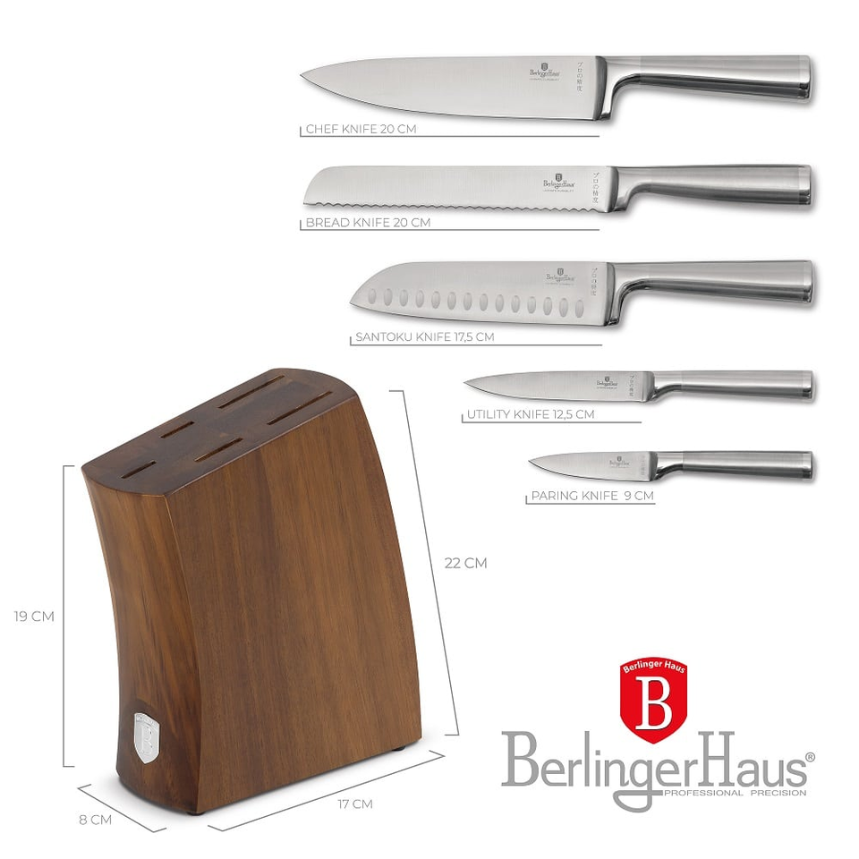 6 pcs knife set with acacia wood stand Berlinger Haus BH3124