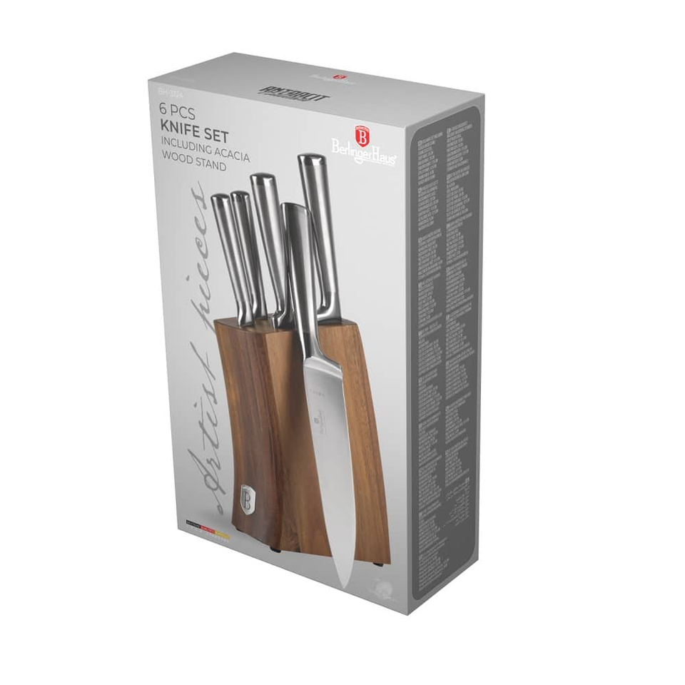 6 pcs knife set with acacia wood stand Berlinger Haus BH3124
