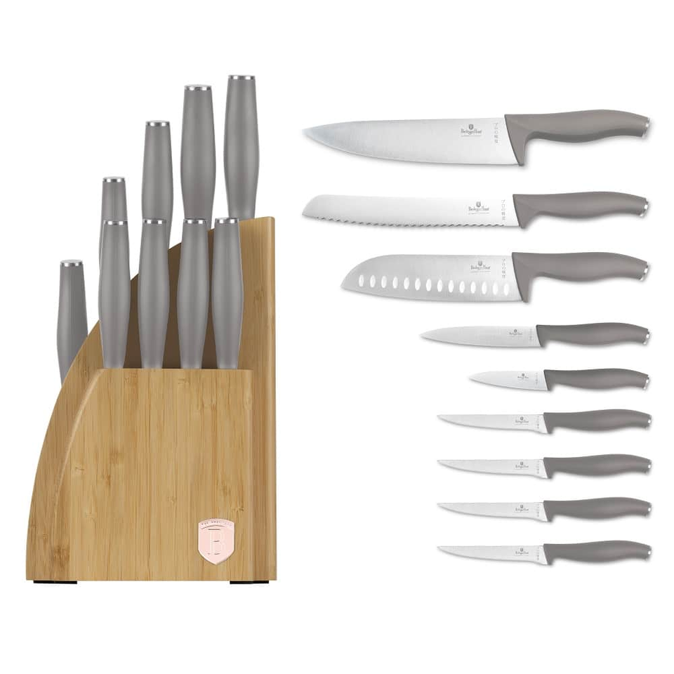 10 pcs knife set with BAMBOO stand Berlinger Haus 3122 Taupe
