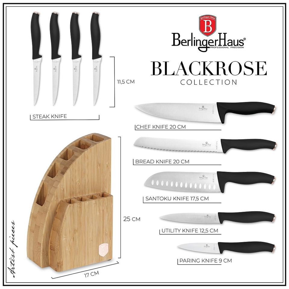 10 pcs knife set with BAMBOO stand Berlinger Haus BH2760