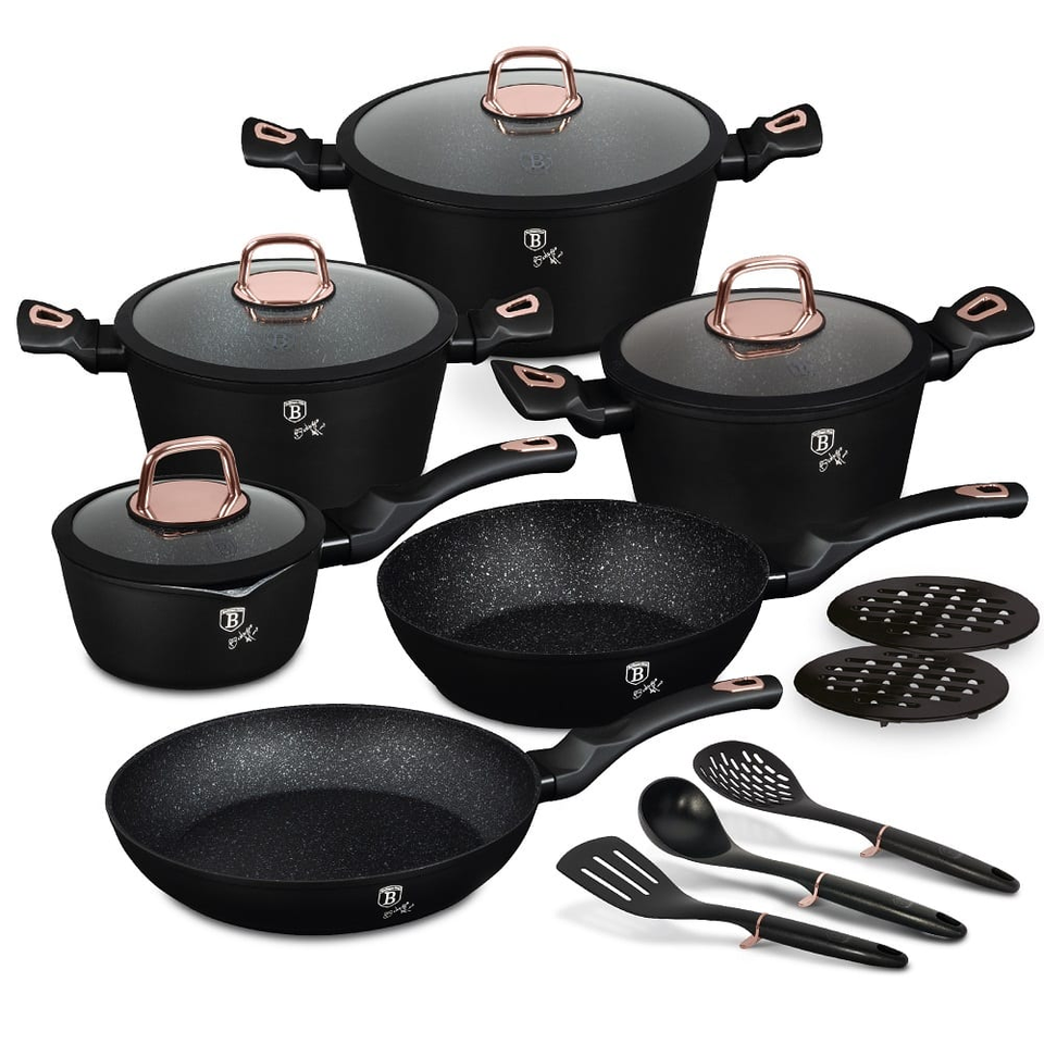 15 pcs cookware set Berlinger Haus BH8234 Black Rose