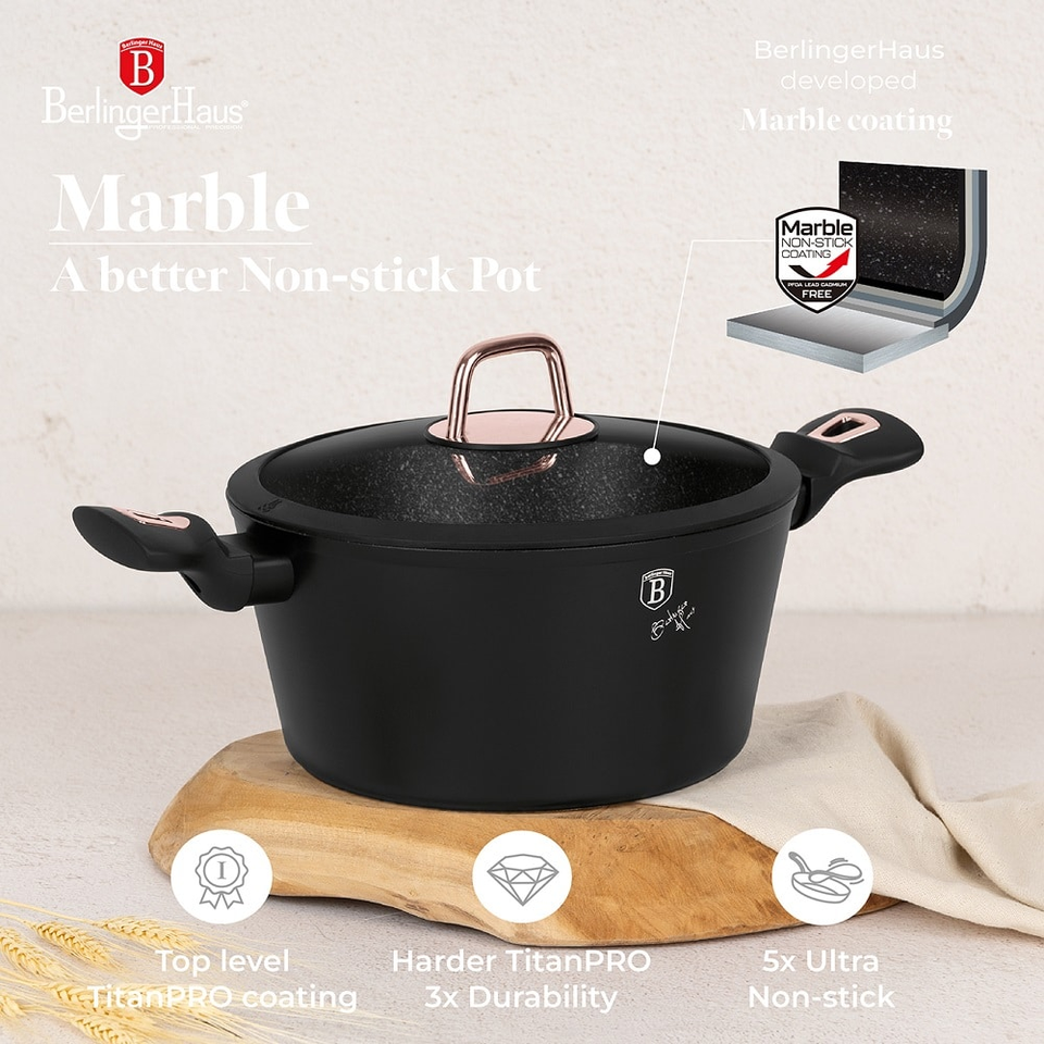 15 pcs cookware set Berlinger Haus BH8234 Black Rose