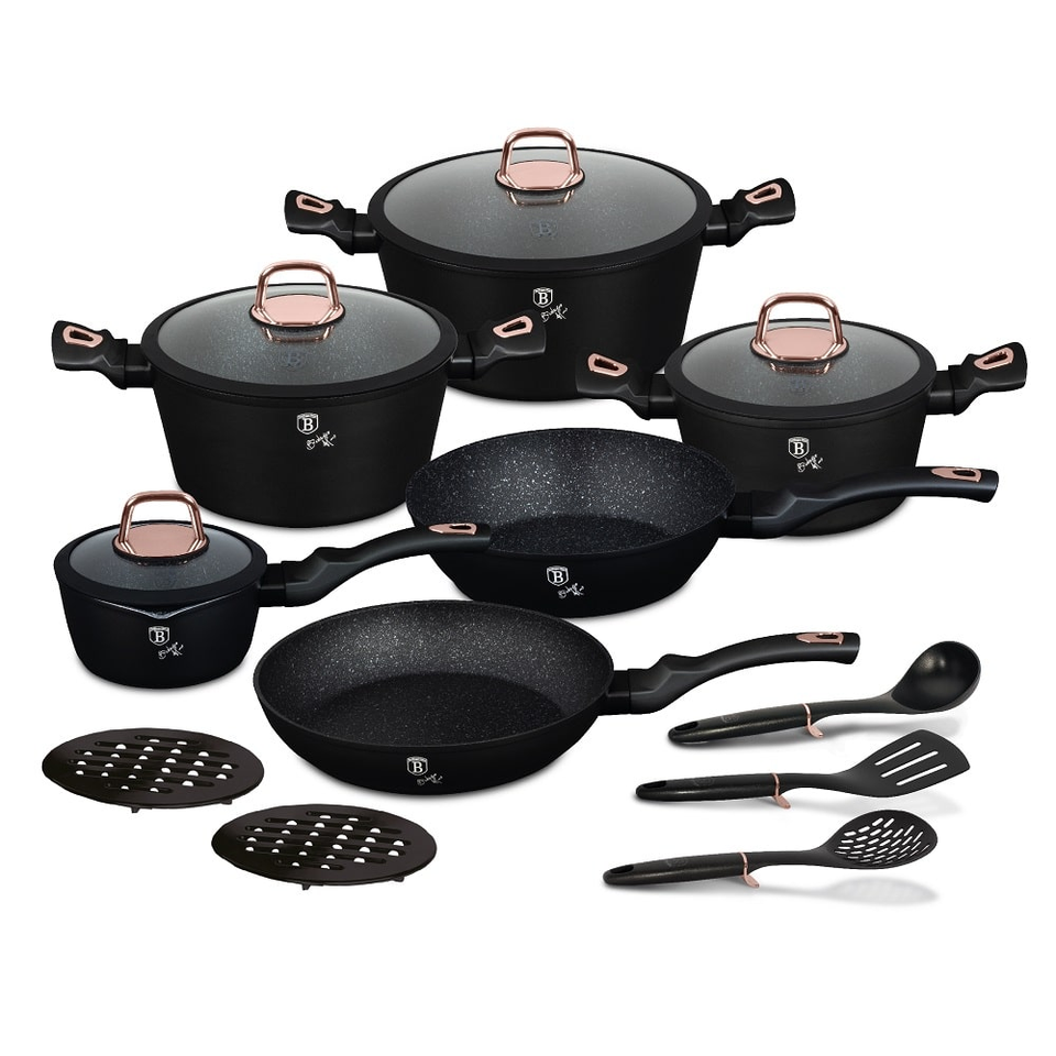 15 pcs cookware set Berlinger Haus BH8234 Black Rose