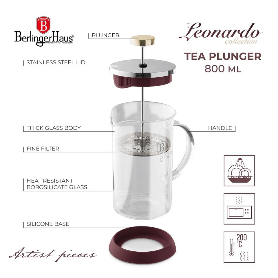 Coffee & tea plunger, 800 ml,Berlinger Haus BH8585 Leonardo