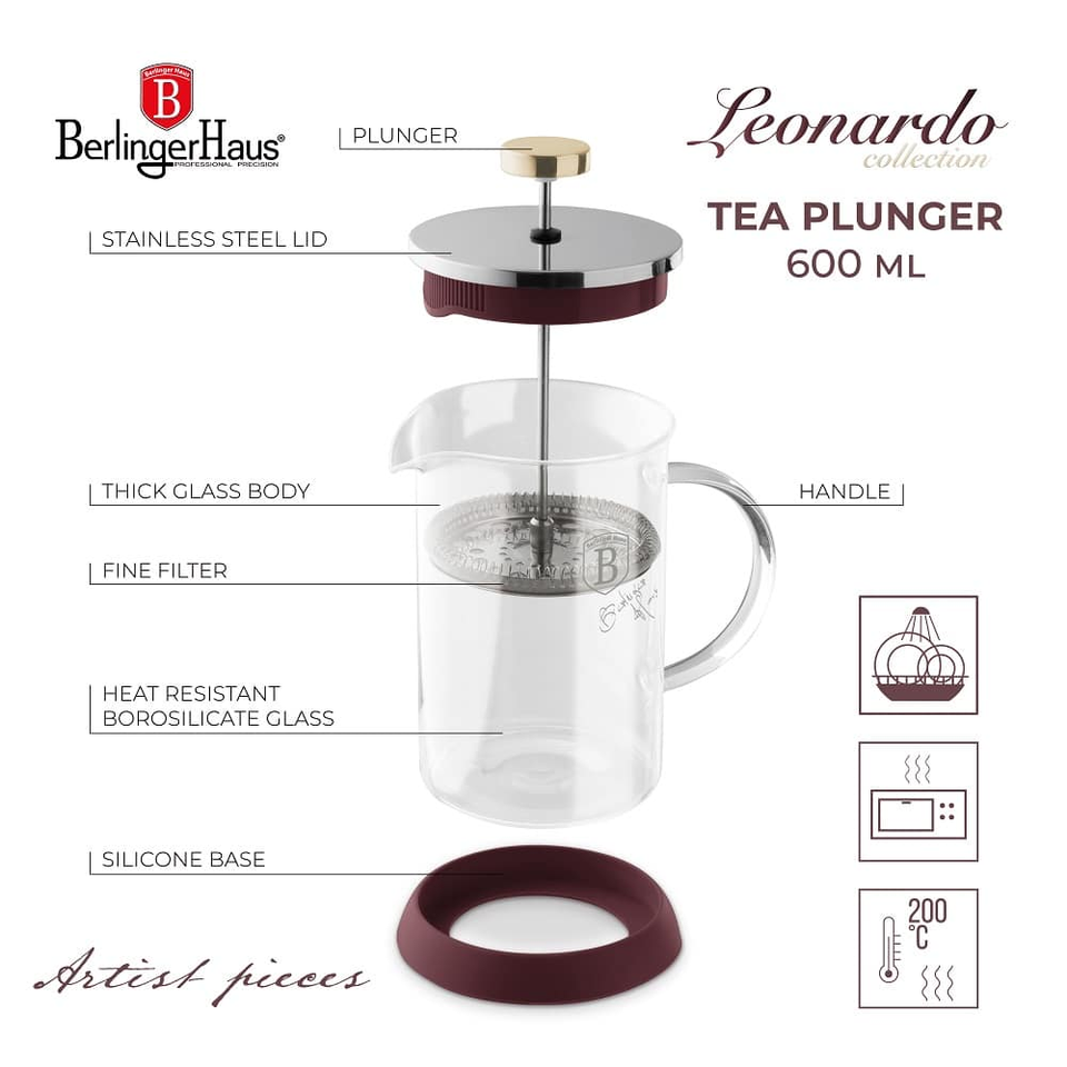 Coffee & tea plunger, 600 ml,Berlinger Haus BH8584 Leonardo