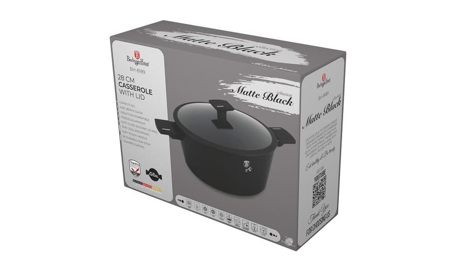 Casserole with lid, 28 cm,Berlinger Haus BH8189 Matte Black