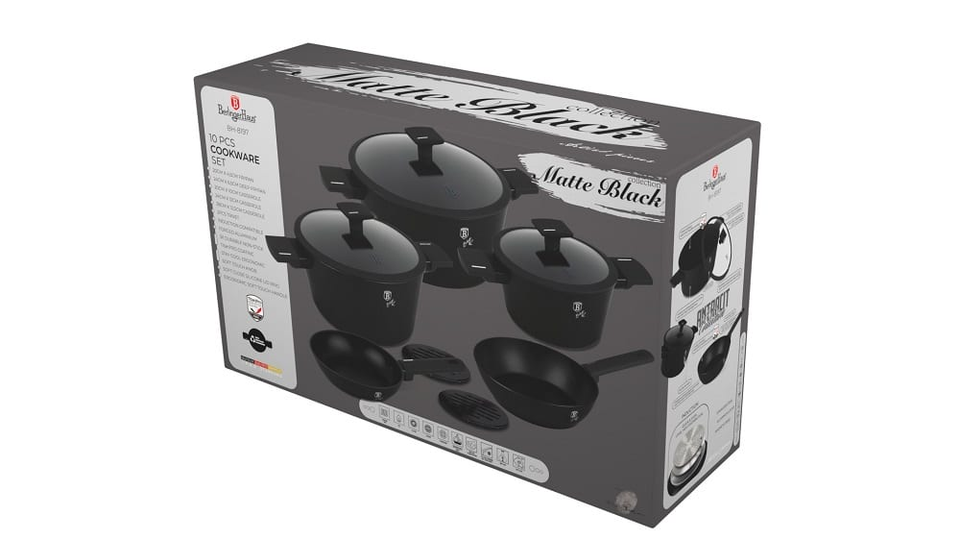 10 pcs cookware set,Berlinger Haus BH8197,Matte Black