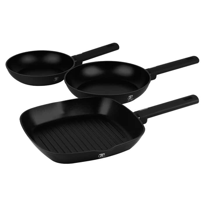 3 pcs frypan set,Berlinger Haus, BH8196,Matte Black