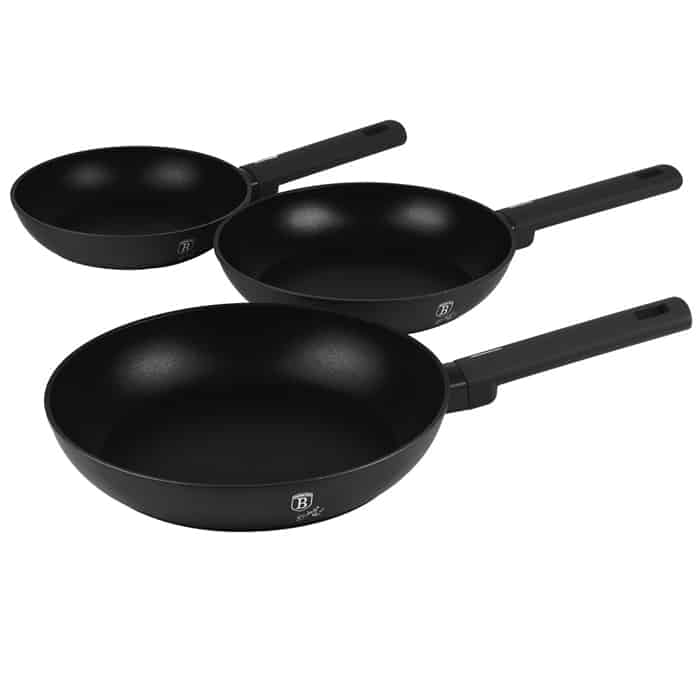 3 pcs frypan set,Berlinger Haus, BH8195,Matte Black