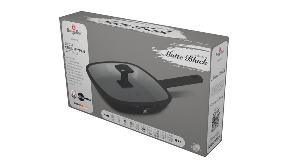 Grill pan with lid, 28 cm Berlinger Haus BH8184 Matte Black