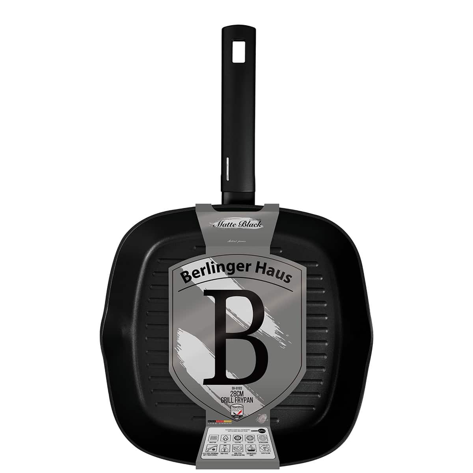 Grill pan, 28 cm,Berlinger Haus BH8183,Matte Black