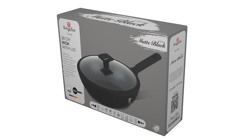 Wok with lid, 28 cm,Berlinger Haus BH8181Matte Black