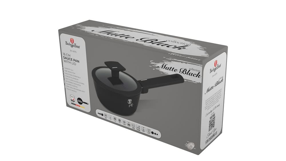 Sauce pan with lid, 16 cm Berlinger Haus BH8175 Matte Black