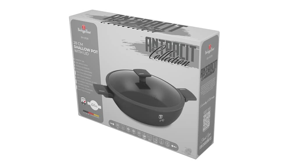 Shallow pot with lid, 28 cm Berlinger Haus BH8128 anthracite