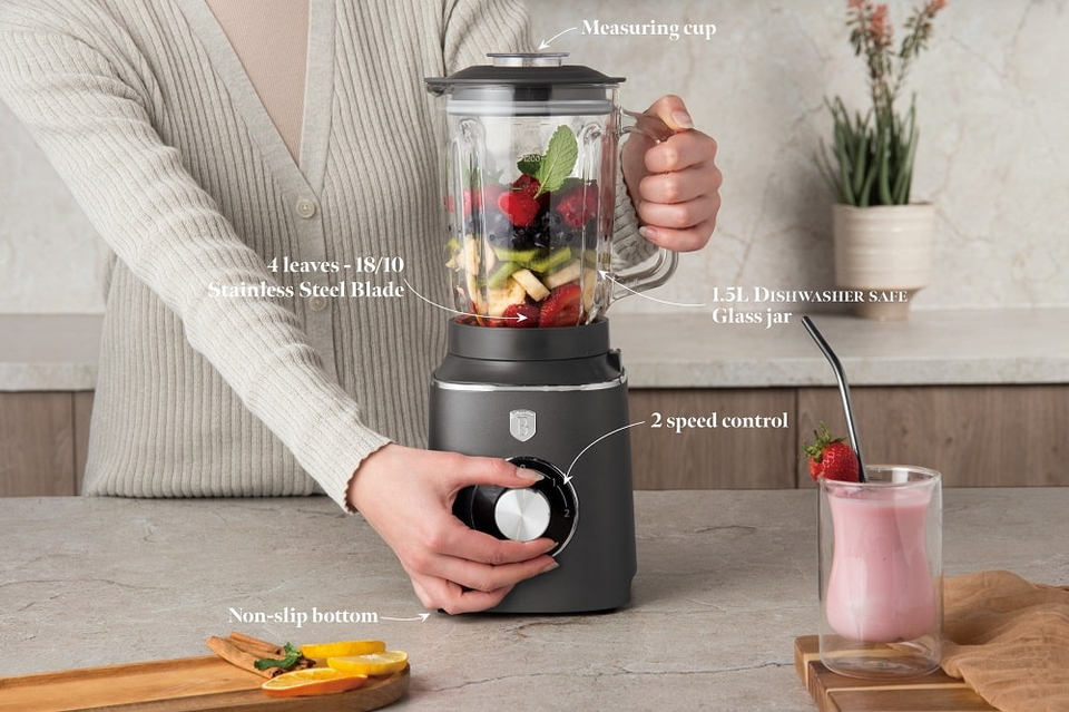 Table blender with 1,5 L GLASS jar,Berlinger Haus BH9539 Anthracite
