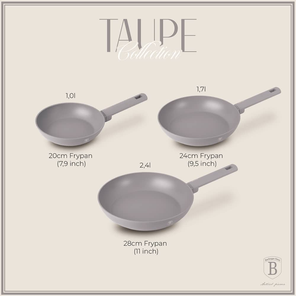 3 pcs frypan set Berlinger Haus BH8108 taupe