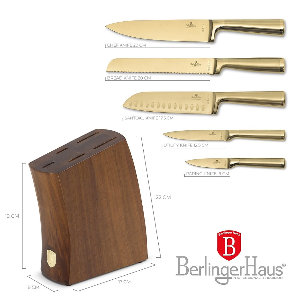 6 pcs knife set with acacia wood stand Berlinger Haus BH3125