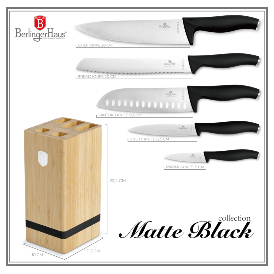 Berlinger Haus BH2971 6-Piece Knife Set with Bamboo Stand