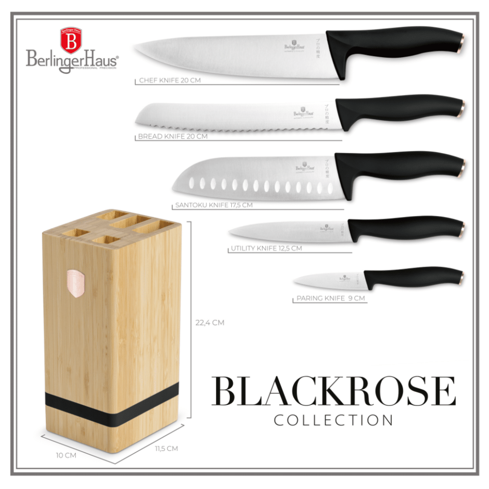 Berlinger Haus BH2970 6-Piece Knife Set with Bamboo Stand