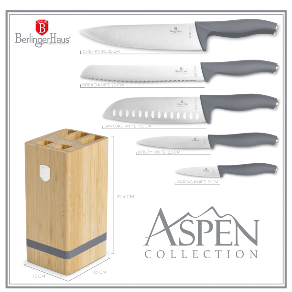 6 pcs knife set with BAMBOO stand Berlinger Hasus BH2969