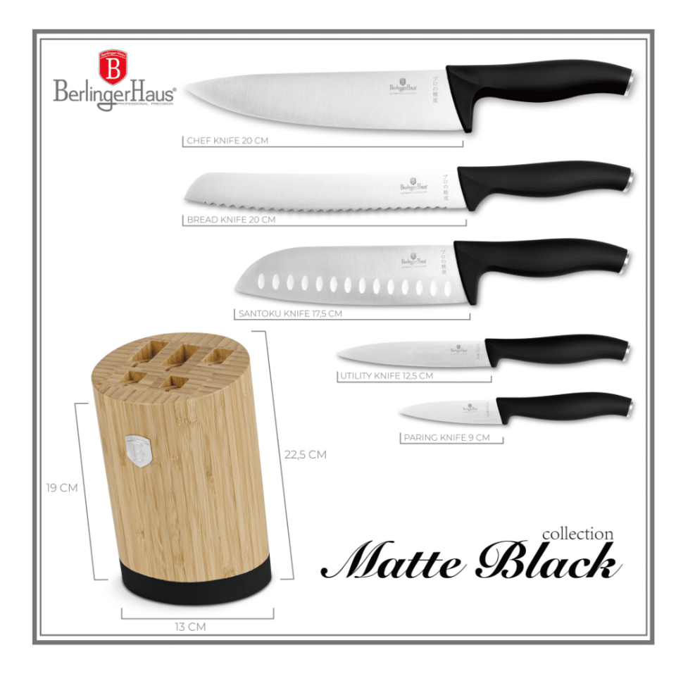 Berlinger Haus BH2753 6-Piece Knife Set with Bamboo Stand