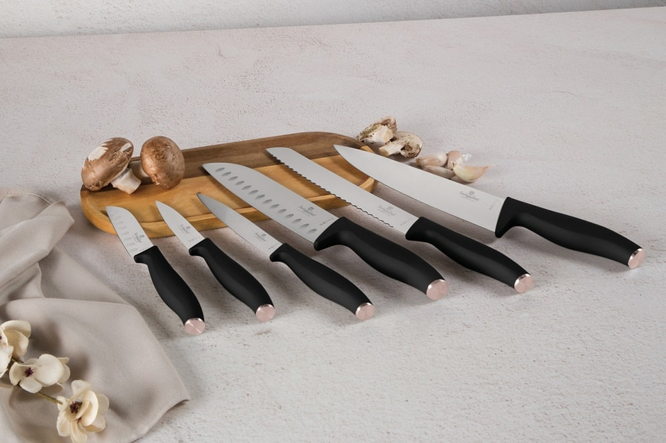 Elegant 6Piece Black Rose Knife Set Berlinger Haus BH 2949