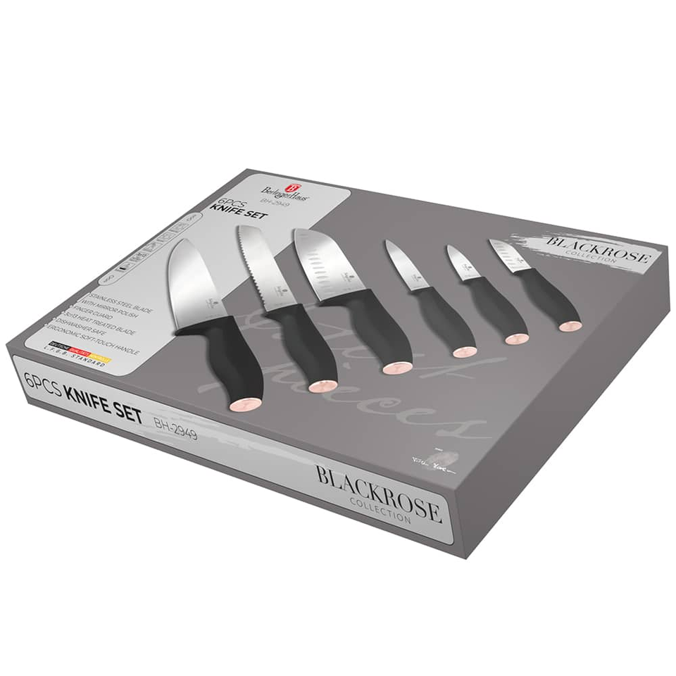 Elegant 6Piece Black Rose Knife Set Berlinger Haus BH 2949