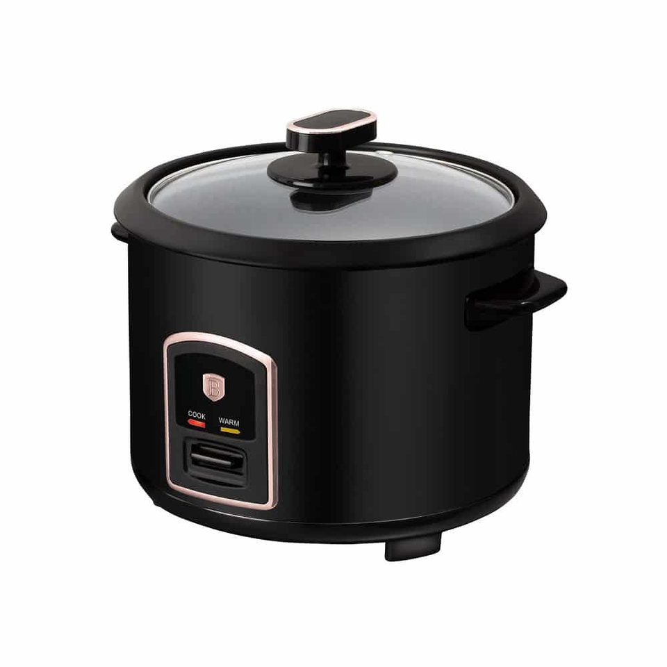 Stylish Electric Rice Cooker, Black Rose Gold BerlingerHaus