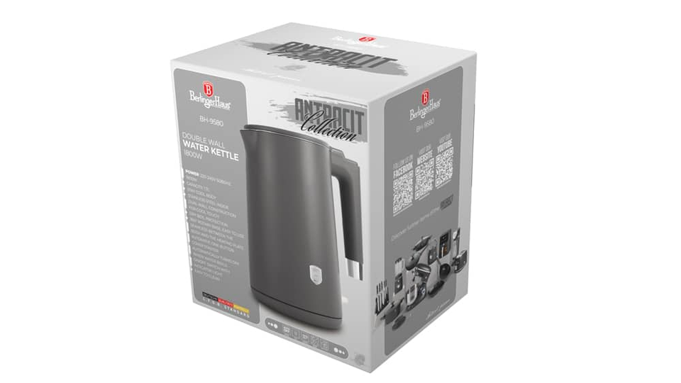 Sleek Double Wall Kettle Matt Anthracite Berlinger Haus9580