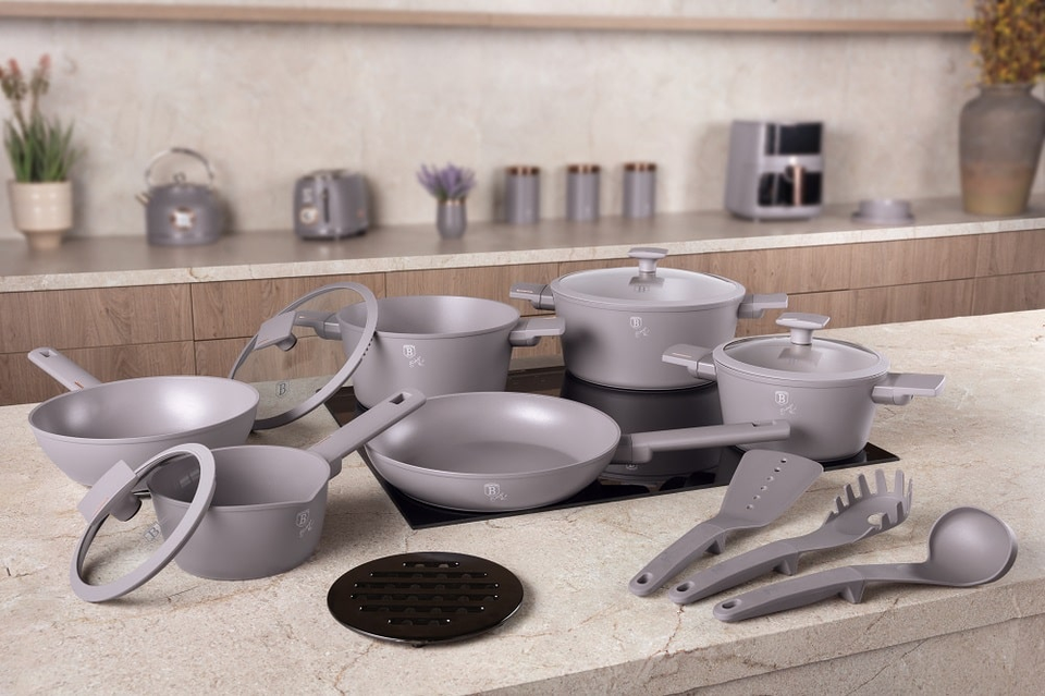 15 pcs cookware set,Berlinger Haus BH8111, Taupe Collection