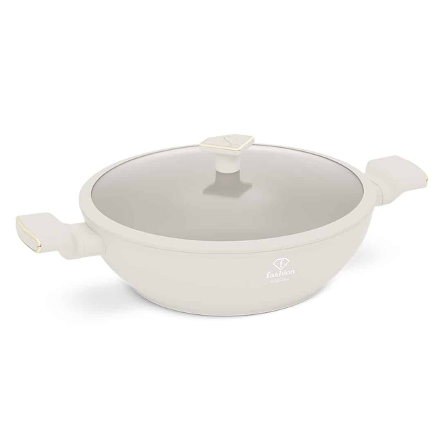 Wok with Lid 30 cm FTV0063 Matte Cream Gold | Berlinger Haus Fashion