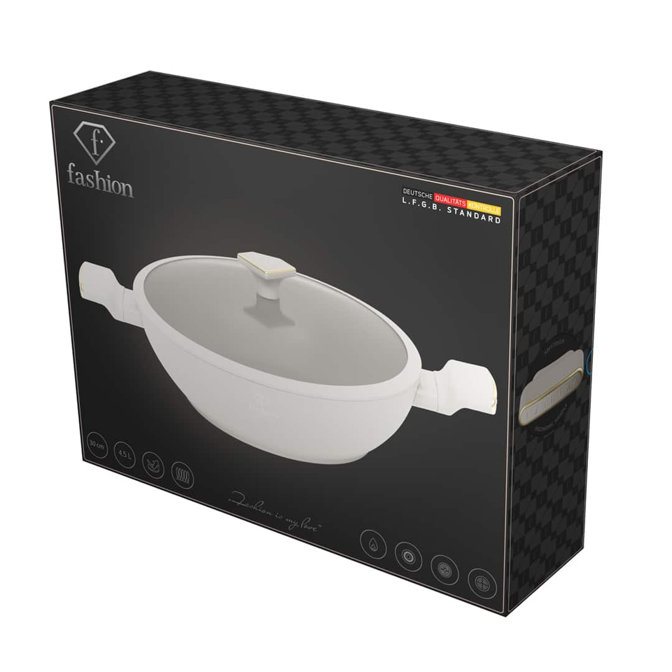 Wok with Lid 30 cm FTV0063 Matte Cream Gold | Berlinger Haus Fashion