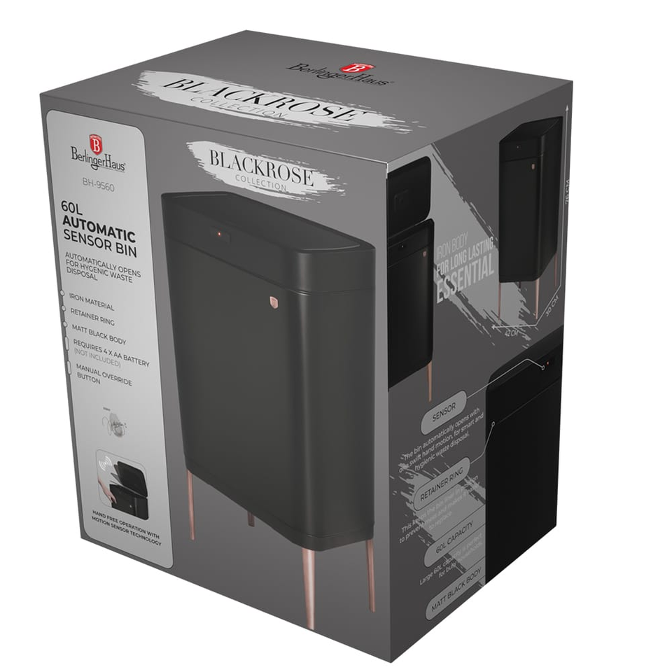Sensor bin, 60 L Berlinger Haus BH 9560 Black Rose