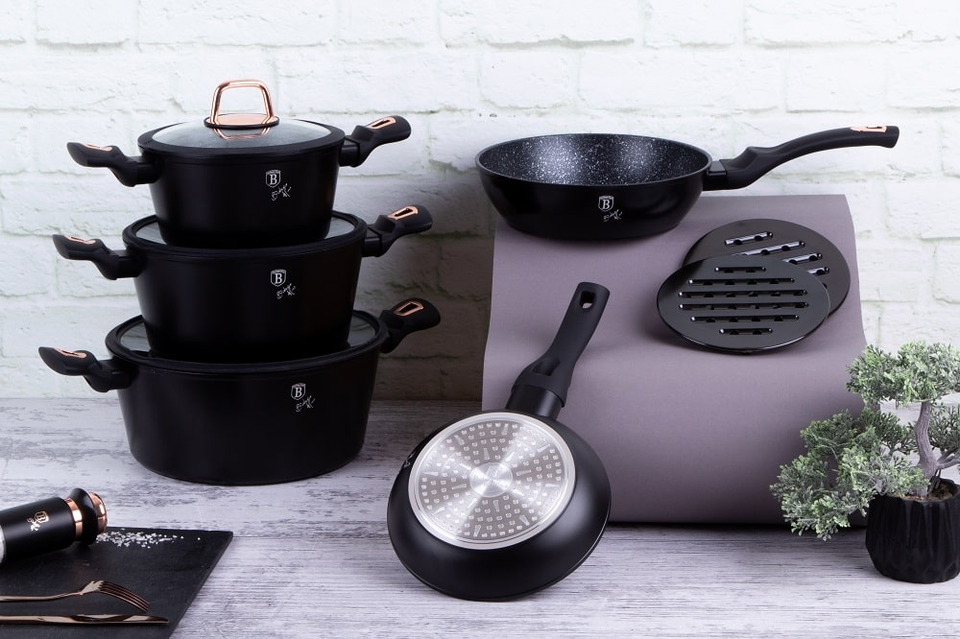 10 pcs cookware set Berlinger Haus BH 8168 Black Rose