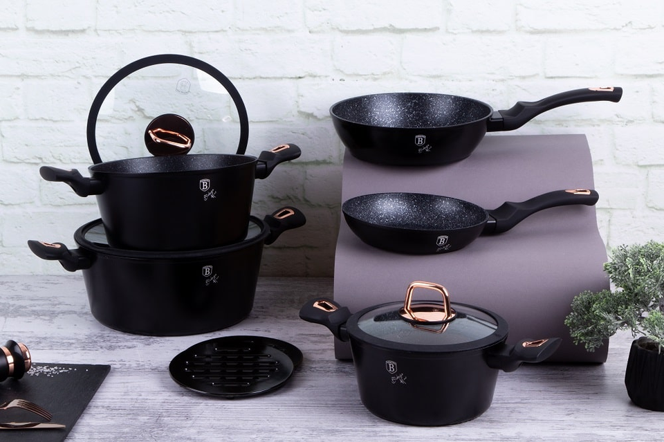 10 pcs cookware set Berlinger Haus BH 8168 Black Rose