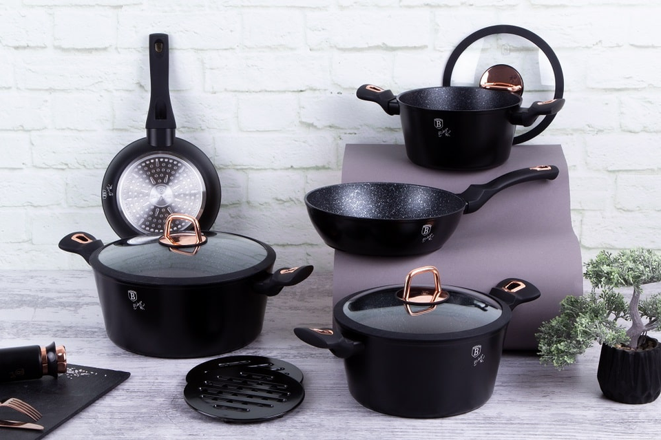 10 pcs cookware set Berlinger Haus BH 8168 Black Rose