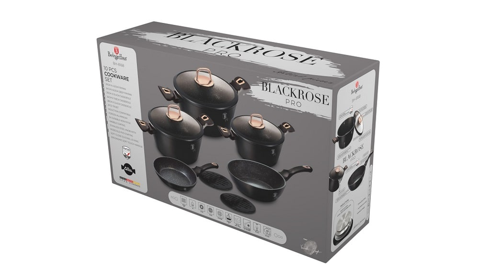 10 pcs cookware set Berlinger Haus BH 8168 Black Rose