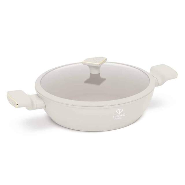 Shallow Pot with Lid 28 cm 3.8L Matte Cream Gold – Berlinger Haus FTV0066