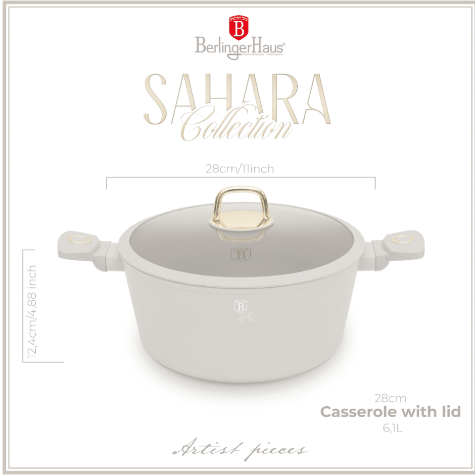 Casserole with lid,Berlinger Haus BH 8072 28 cm Sahara